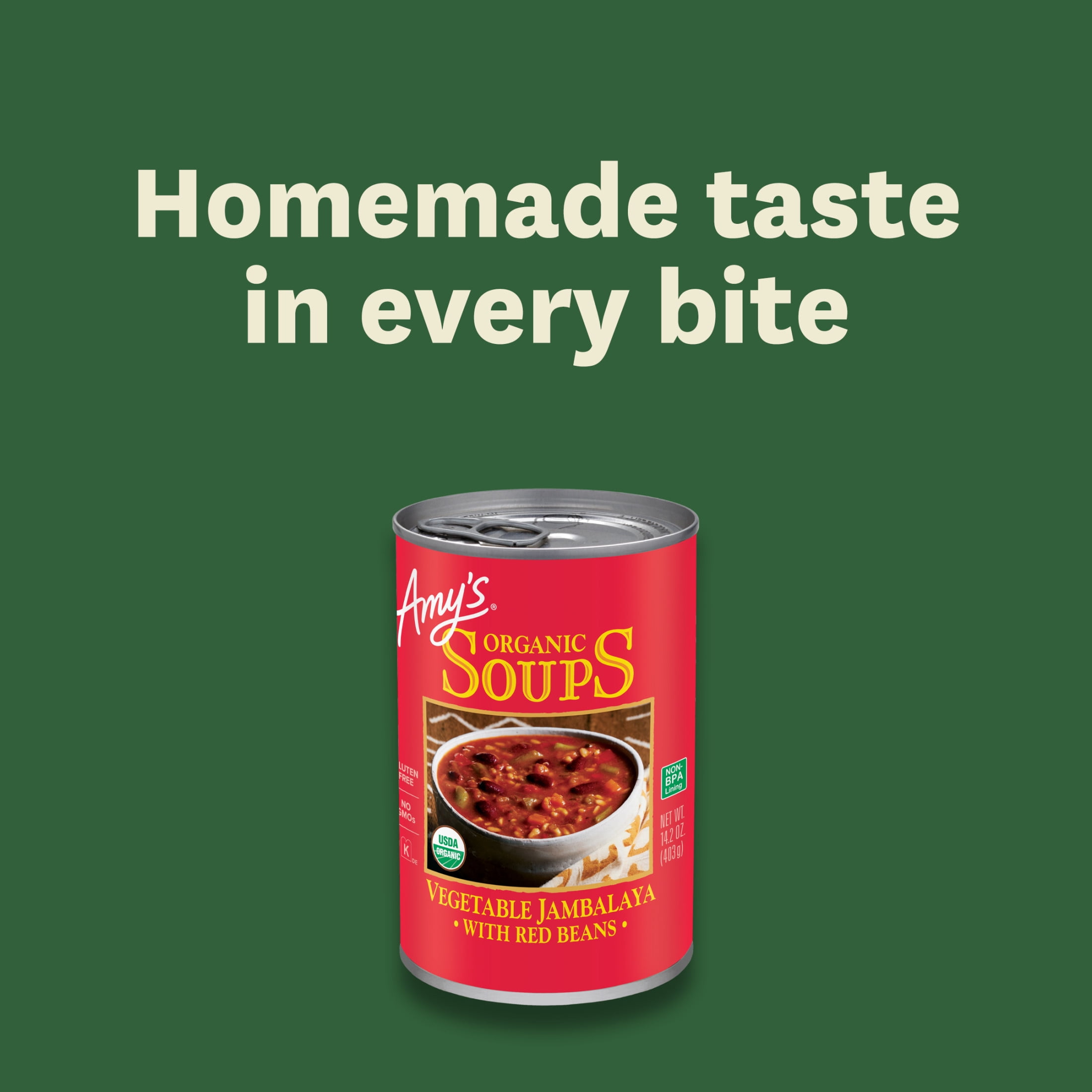 (3 pack) Amy’s Organic Vegetable Jambalaya Made With Organic Red Beans and Rice, Plant Based Vegan Jambalaya, Gluten Free, Canned Soup, 14.2 Oz
