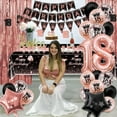 thumbnail image 6 of 18th Black and Rose Gold Party Decorations - Happy Birthday Banner, Pennant, Birthday Balloons, Fringe Curtains, Tablecloth, Cake Topper, Hanging Swirls 18th Birthday Decorations for Girls Princess, 6 of 8
