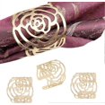 thumbnail image 4 of Gold Napkin Ring 12PCS Christmas Napkin Holders Napkin Ring Napkin Rings Metal Openwork Napkin Holder Flower Pattern Ring Deco for Wedding, Banquet, D, 4 of 5