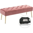 thumbnail image 6 of DUHOME Modern Velvet Ottoman , Button-Tufted Upholstered Bedroom Benches,End of Bed  with Gold Base for Entryway Living Room Dining Room, Pink, 6 of 8