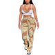 thumbnail image 1 of Sunloudy Pantalones casuales para mujer Camuflaje Estampado de cremallera Botón Diseño Patchwork Pantalones rectos acampanados Sunloudy S M L XL XXL, 1 of 9