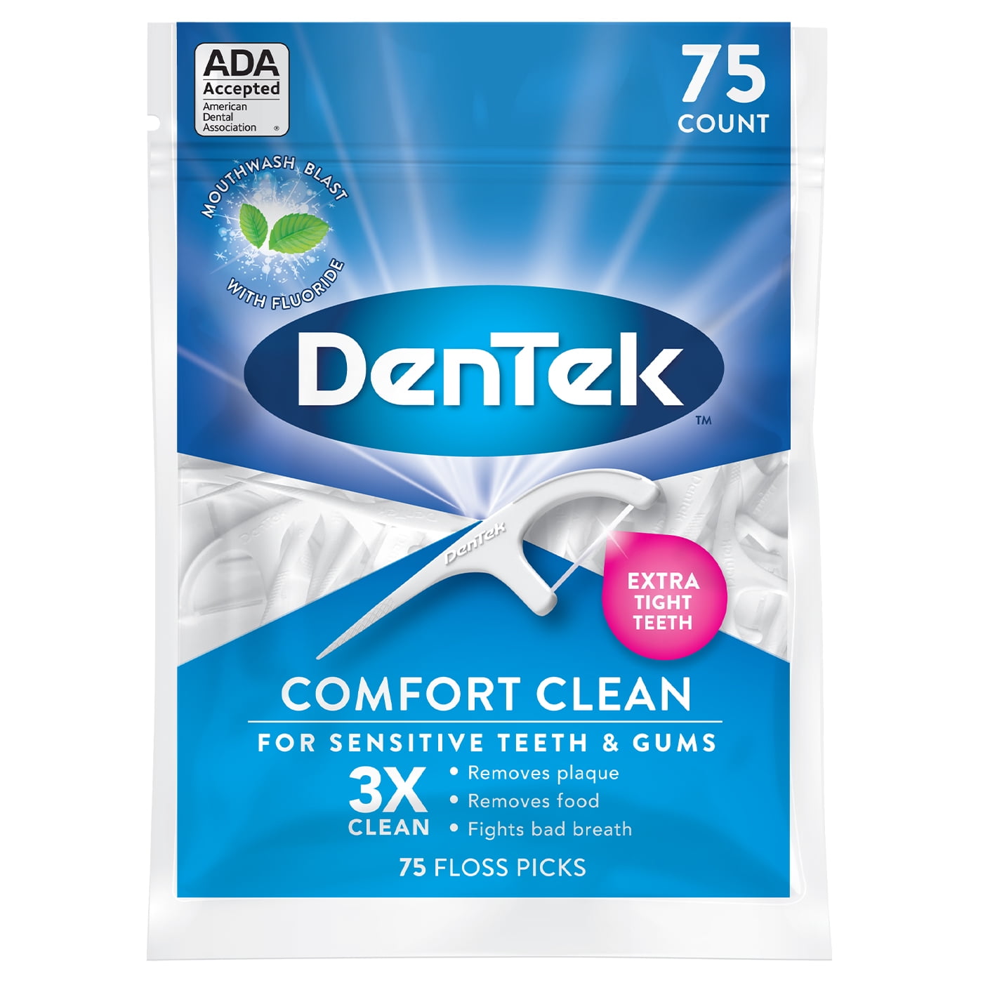 DenTek Comfort Clean Floss Picks, Silky Comfort Floss, 75 Count