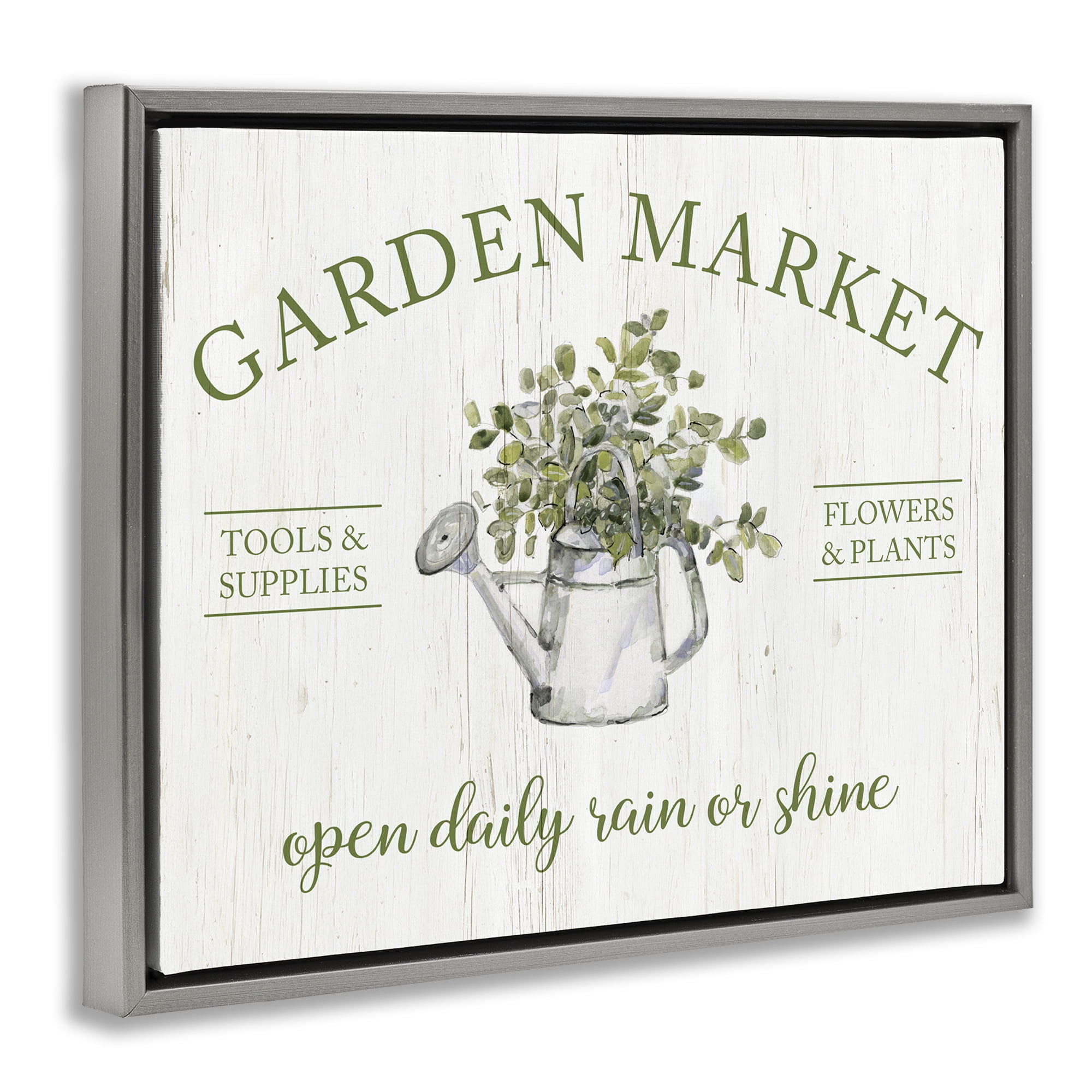 Stupell Industries Open Daily Garden Market Gray Framed Floater Canvas Wall Art, design by Sally Swatland