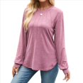 thumbnail image 3 of Camisas de Larga para Mujer, Moda Otoño 2025, Camisas Formales Informales, Blusas Tipo Túnica Plisadas con Cuello Redondo. Rojo Púrpura XL, 3 of 10
