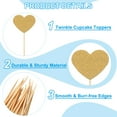 thumbnail image 3 of Uxcell 50Pcs Heart Cupcake Toppers Star Cupcake Picks Birthday Decoration Gold, 3 of 7