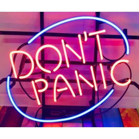 Queen Sense 20"x16" Don't Panic Neon Sign Man Cave Beer Pub Bar Artwork Handmade Wall Decor Gift Neon Light 120DNPR