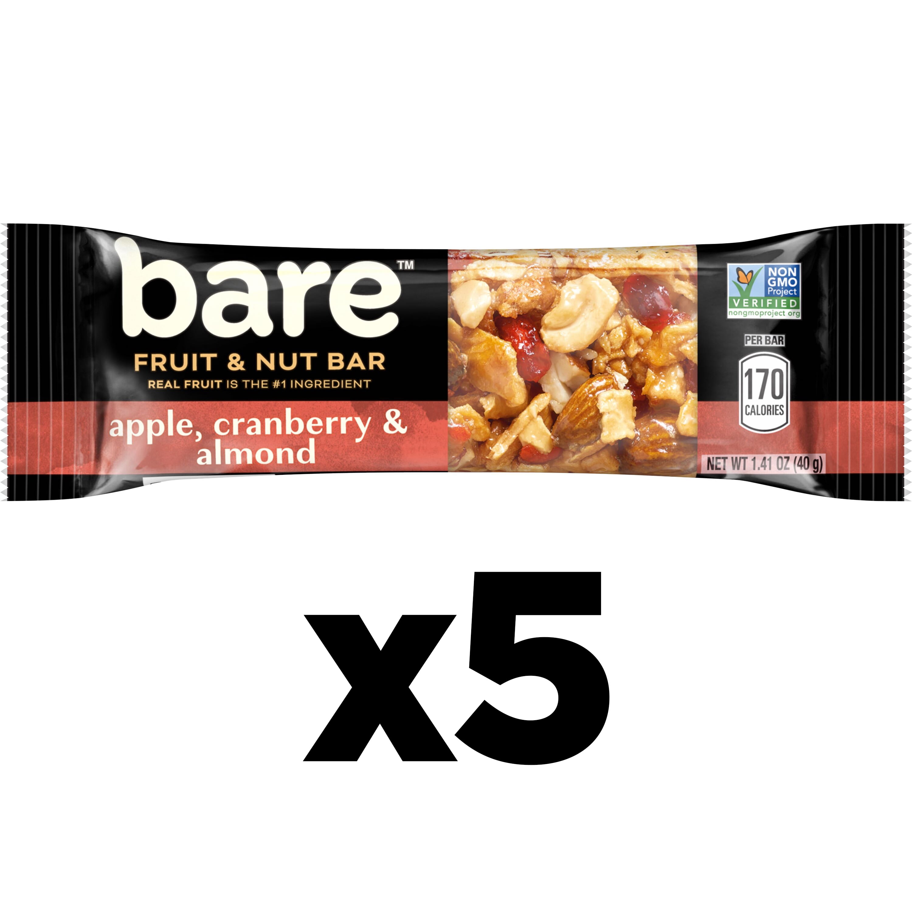 (2 pack) Bare Fruit & Nut Bars, Apple, Cranberry & Almond, 1.41 oz, 5 Count