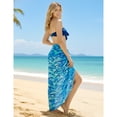 thumbnail image 3 of LA LEELA Women's Beach Wrap Bikini Swimwear Cover up Bathing suit Summer Wraps Swimsuit Sarong Skirts for Women One Size Waves, Blue, 3 of 5