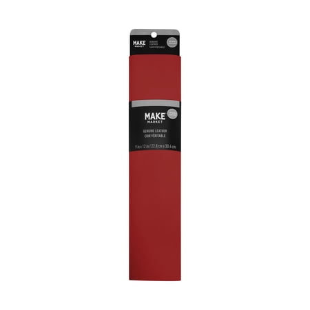 Make Market Genuine Leather Sheet, Premium DIY Crafting Material, Red, 9" x 12", 1-Pack
