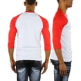 thumbnail image 4 of ToBeInStyle Mens Sleeved Baseball Inspired Classic Shirt Tee - 3/4 Sleeve - Red/White - X-Large, 4 of 7