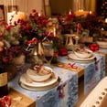 thumbnail image 3 of Merry Christmas Cotton Linen Table Runner for Dining Kitchen, Winter Snowman Xmas Tree Red Bids Snowfall Wedding Outdoor Party Tablerunners Decor, Dresser Scarf Coffee Tablecloth Runners 13"x108", 3 of 9