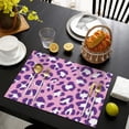 thumbnail image 4 of Pink and Purple Of Leopard Print Summer Placemats Table Placemats Set Of 4-Linen Kitchen Washable Placemats Table Mats 11.8"x17.7"Non-Slip Heat Resistant, 4 of 6