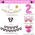 thumbnail image 4 of Pink 2nd Birthday Party Supplies, Oh Twodles Girl Second Party Decorations Includes Happy Birthday Banner, Hanging Swirls, Tablecloth, Cake Cupcake Toppers, Bow Foil Balloon, Latex Balloons, 4 of 6