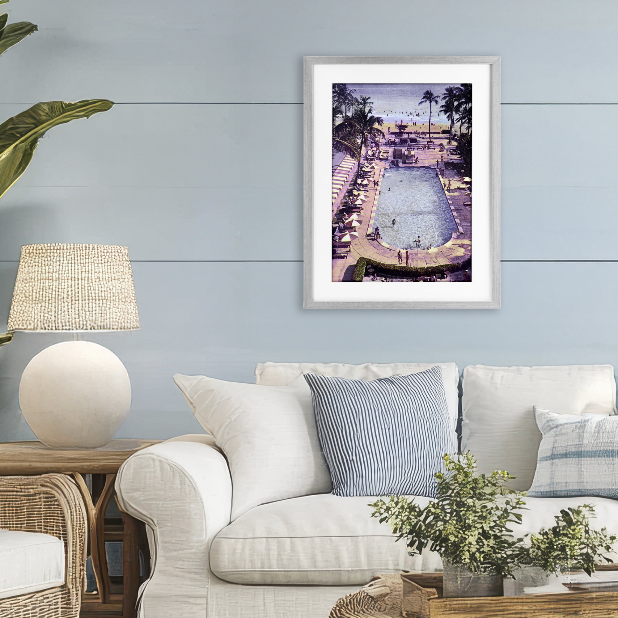 Stupell Industries Vintage Miami Sands Gray Framed Print Under Glass, design by Grotto Studios