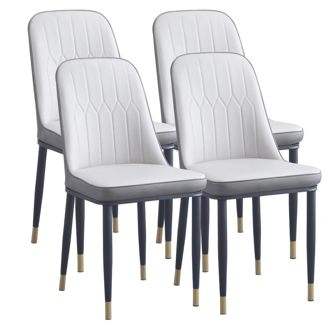 Set of 4 Kitchen Dining Chairs, PU Upholstered Dining Chair with Iron