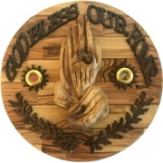 Holy Land Market - God Bless Our Home with Praying Hands Olive Wood Plaque (8 Inches)