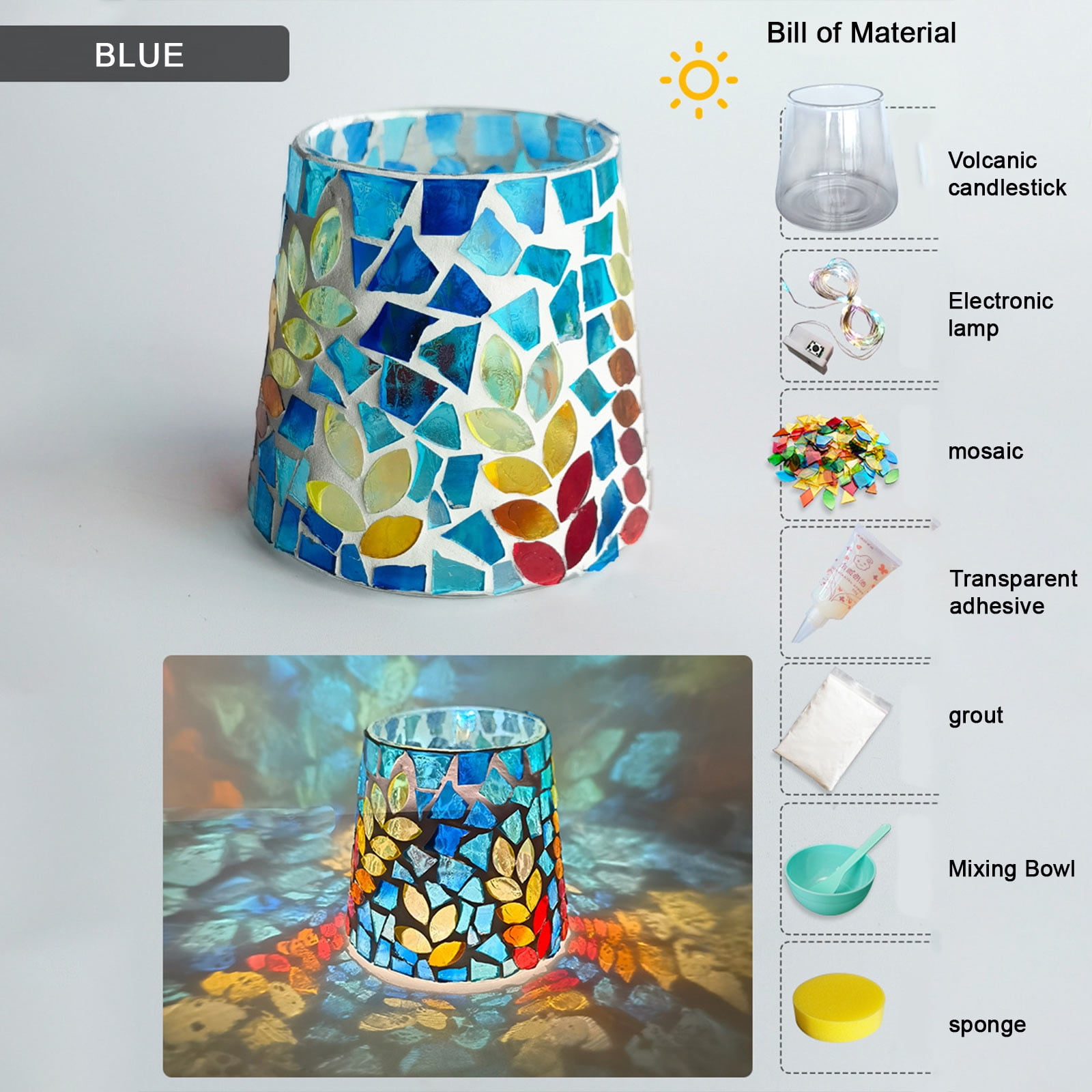 Fankiway DIY Mosaic Night Light Kit, Make Your Own Mosaic Night Light Kit, DIY Stained Glass Set, Crafts Kit for Teens Adults, Nightlight DIY Valentines Day Birthday Gift