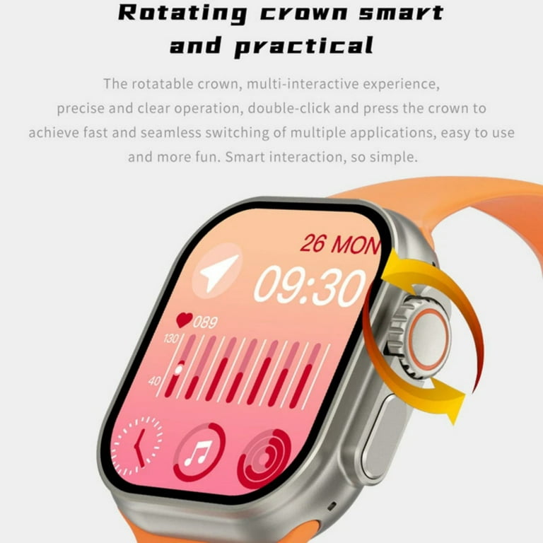 IW8 Ultra SmartWatch Men BT Call 49mm Series 8 Fitness Tracker Wireless  Charging NFC Voice Real Screw Strap Woman Smart watch Orange 