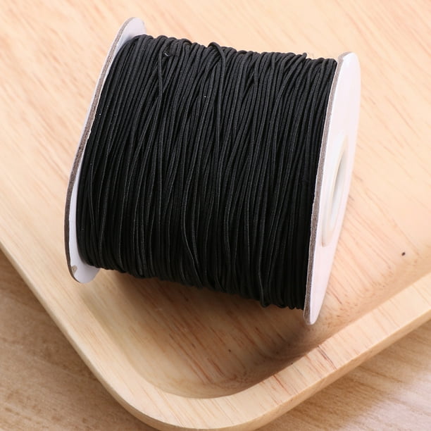 Pixnor Elastic Cord Beading Threads Stretch String Fabric Crafting Cords For Bracelet Jewelry Making 1mm 100 Meter (Black) Black