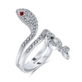 thumbnail image 2 of Bling Jewelry Womens Wrap Serpent Snake Statement Ring Red Eye Cubic Zirconia Pave CZ Silver Plated, 2 of 5