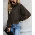thumbnail image 5 of Fluffy Zip Up Sweater Brown X-Large, 5 of 6