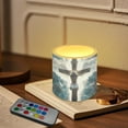 thumbnail image 3 of Kuiaobaty 4 Packs Flickering Flameless LED Battery Candles Jesus Cross Wings Pattern Waterproof Pillar Fake Candles with Colored Light Remote for Wedding Beach Party Decor, 3 of 7