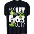 thumbnail image 1 of [100% Cotton Tee] 100% Cotton Who Let The Frogs Out Graphic Tee | Crew Neck, Slight Stretch, Knit Fabric, Regular Fit | for Men, Women, Couples - Versatile for Casual, Sports, Festive, All-Season Wea, 1 of 6