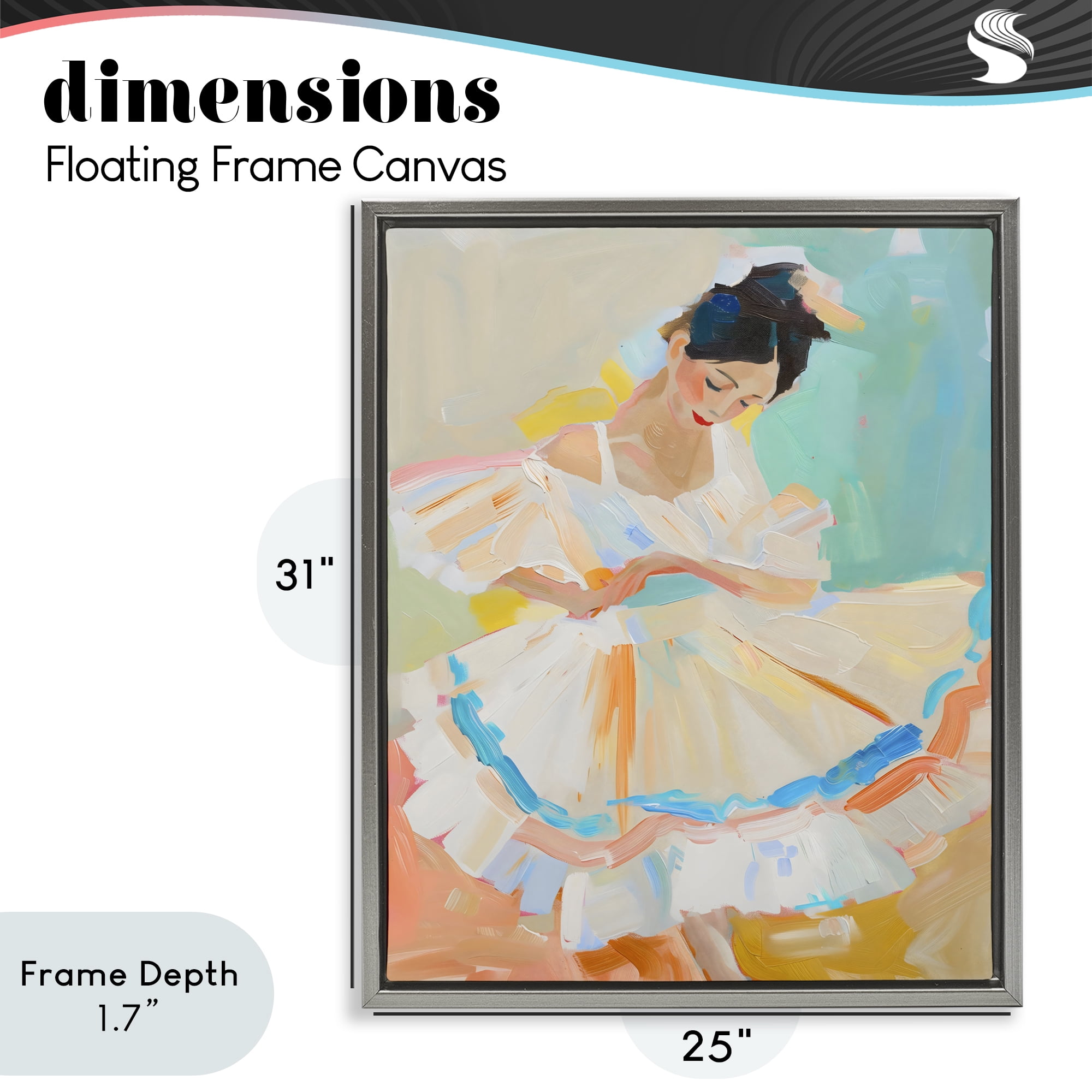 Stupell Industries Dancer with Flowing Dress Gray Framed Floater Canvas Wall Art, design by The Prints Vibe