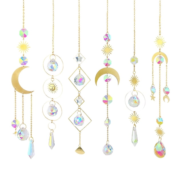 Trampa solar colgante de cristal, 6 piezas, para ventana, jardín, fiesta, plantas, decoración del hogar