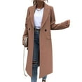 thumbnail image 3 of Abrigo de Lana de Invierno para Mujer, Estilo Informal, con Solapa y Botonadura Sencilla. Caqui L, 3 of 10