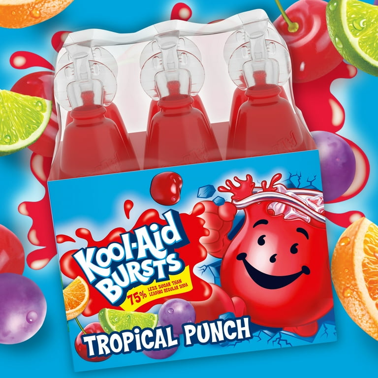 8 pack) Kool-Aid Bursts Soft Drink, 6 Bottles, for School Lunches