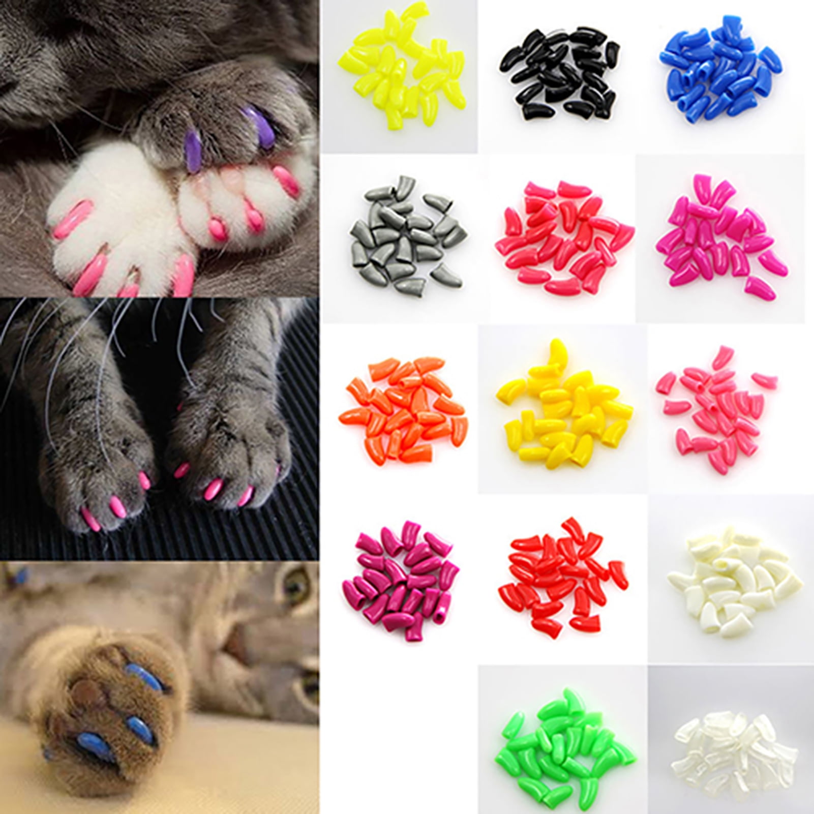 Lomubue 20Pcs Dog Cat Paw Claw Anti Scratch Soft Silicone Nail Caps Protective Covers Sheath Used for Pet Black S Walmart