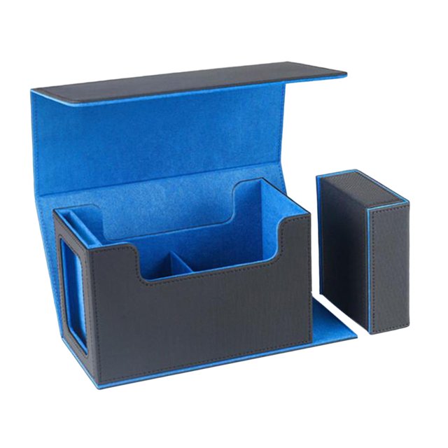 Caja de baraja de cartas para tarjetas coleccionables, caja de tarjetas plegable organizada, plegable para tarjetas deportivas, caja de almacenamiento azul