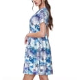 thumbnail image 2 of Naloa Icy Blue Snowflakes Print Womens Summer A-Line Dress with Pockets,Short Sleeve Dresses,Flowy Beach Swing Dress for Vacation Travel, 2 of 6