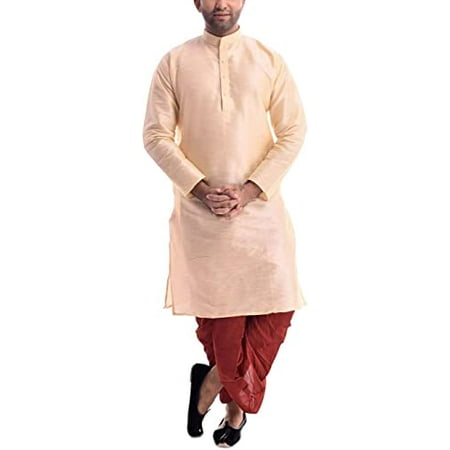 

Royal Kurta Mens Silk Blend Dhoti Kurta Golden