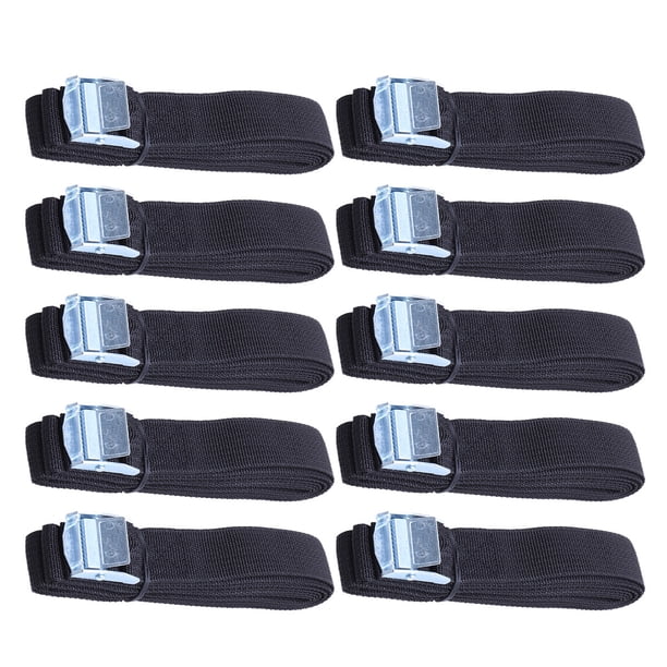 Correas de amarre de 10 piezas con hebilla de acero Correas de amarre de nylon de liberación rápida gruesa para amarre de carga Portaequipajes de techo para coche Portaequipajes para kayak (Negro)