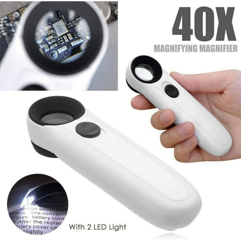 2 Pack 40X Full Metal Illuminated Jewelry Loop Magnifier, XYK Pocket  Folding Magnifying Glass Jewelers Eye Loupe with LED(LED Currency
