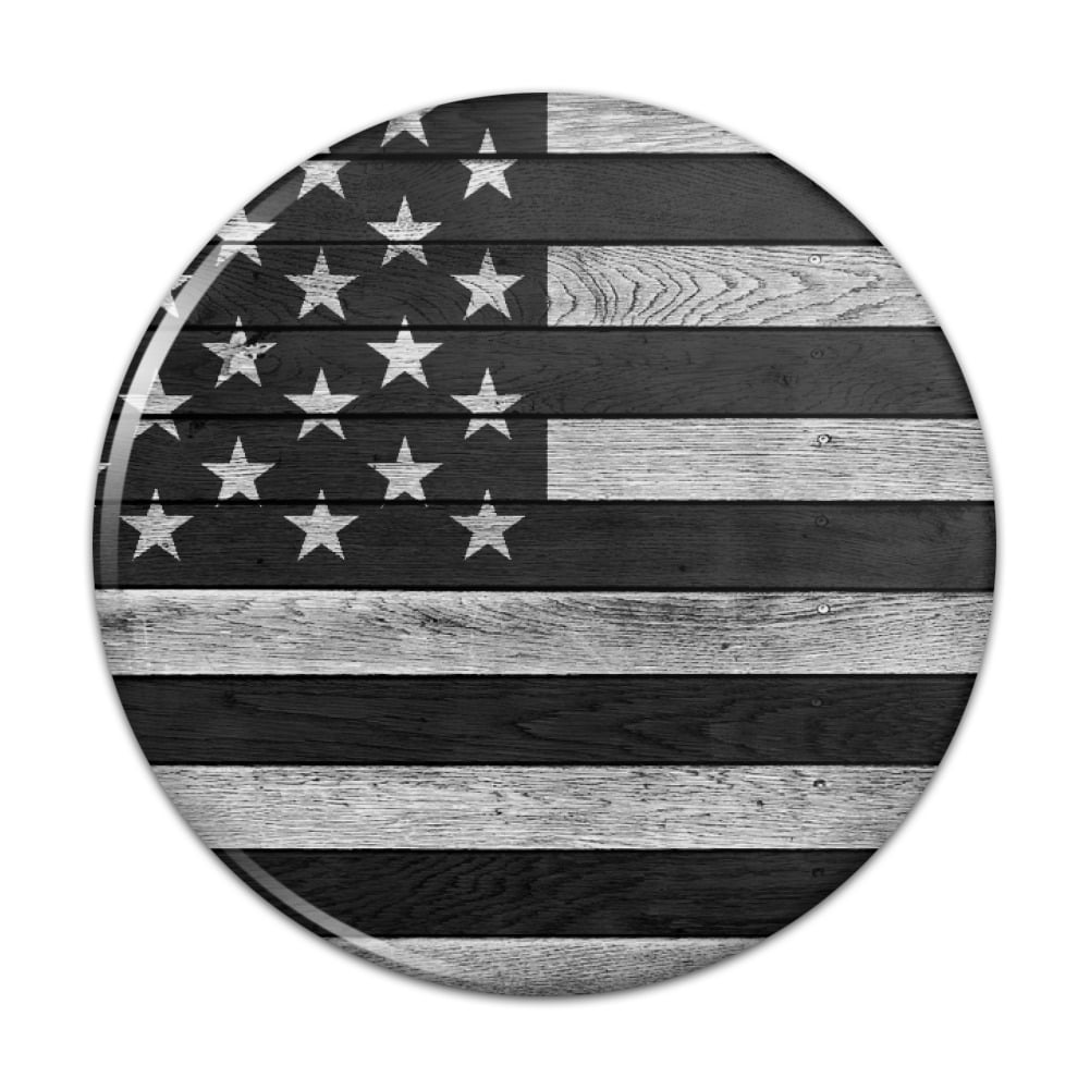 Rustic Subdued American Flag Wood Grain Design Pinback Button Pin Badge 