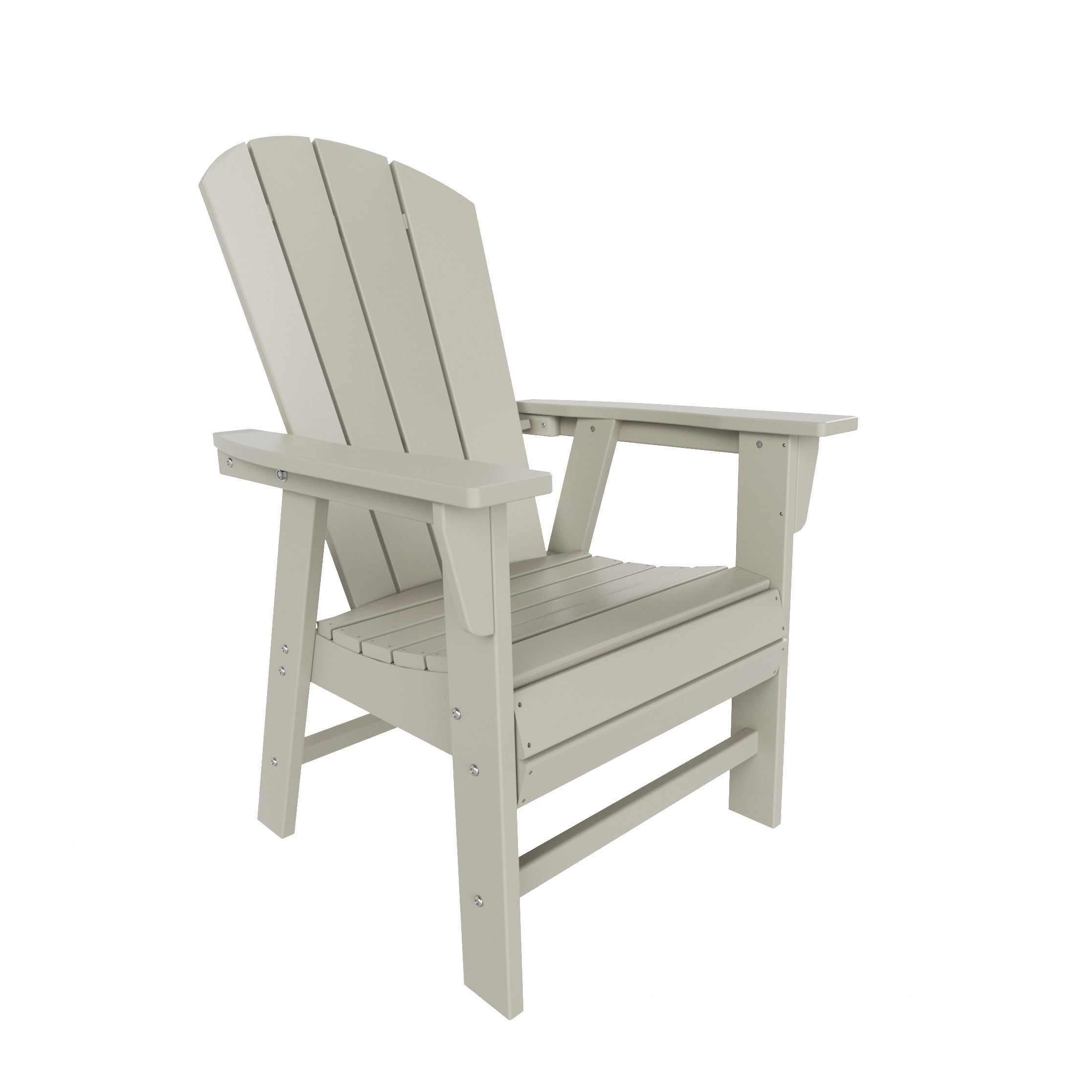 WestinTrends Malibu 7 Piece Adirondack Outdoor Dining Set, All Weather Poly Lumber Patio Table and Chairs Furniture Set, 71" Trestle Dining Table and 6 Adirondack Dining Chair, Sand
