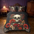 thumbnail image 3 of Homewish Death Skull Twin Bedding, Hippie Mushroom Flower Bedding Comforter Set, Black Reversible 7 Pieces, 3 of 7
