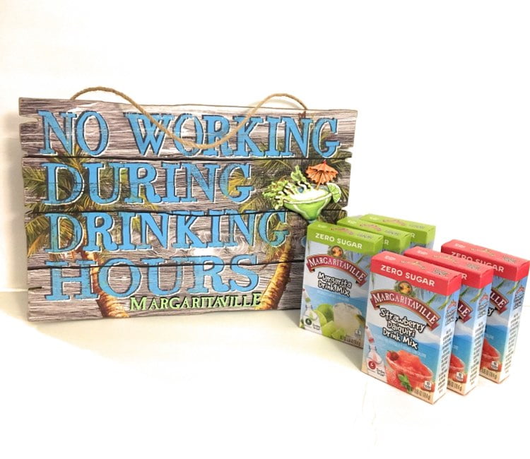 RAS No Working During Drinking Hours Hanging Margaritaville Wooden