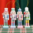 thumbnail image 3 of Set of Four 5-inch Nutcracker Puppet Men - Colorful Candy Colored Christmas Holiday Pendant Decorations for Tree or Home, 3 of 6
