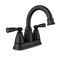 Moen Banbury Matte Black Centerset Bathroom Sink Faucet 4 in.