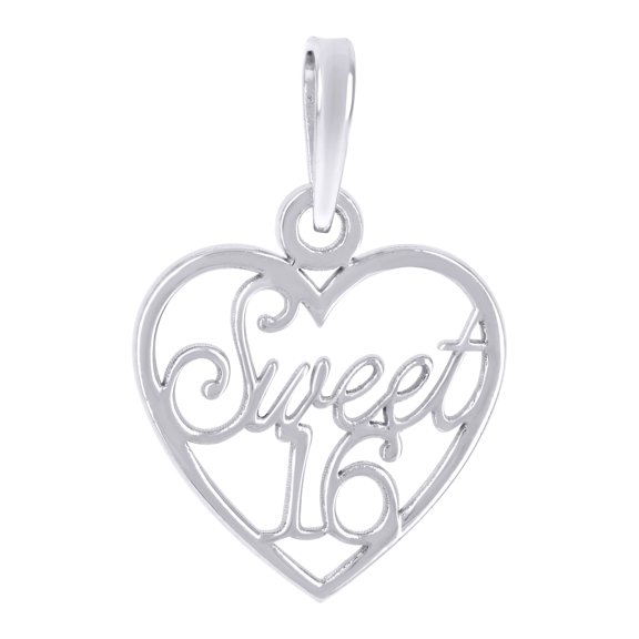 925 Sterling Silver Womens Sweet 16 Heart Quinceanera Charm Pendant for Women