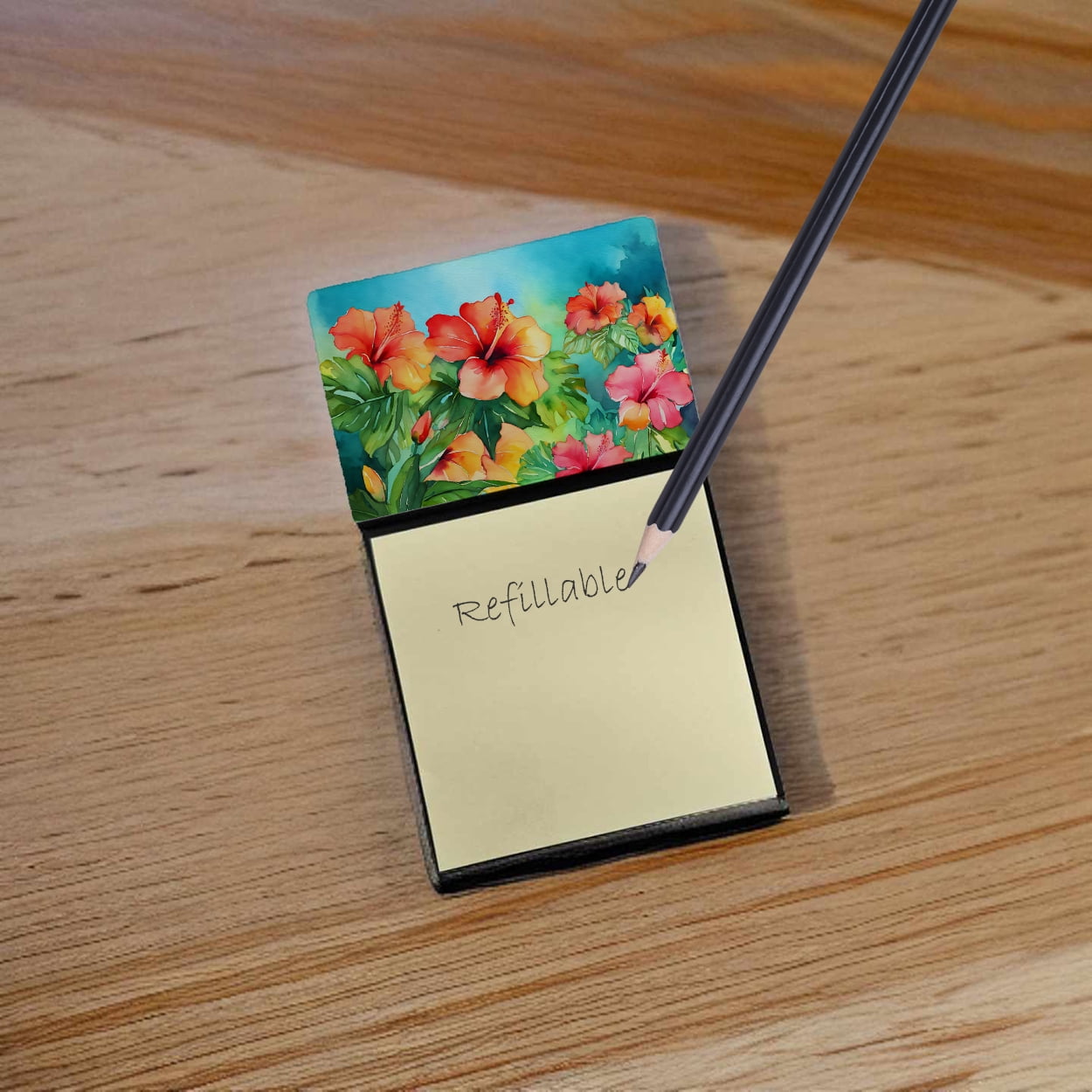 Hawaii Hawaiian Hibiscus in Watercolor Sticky Note Holder 3.25 in x 5.25 in