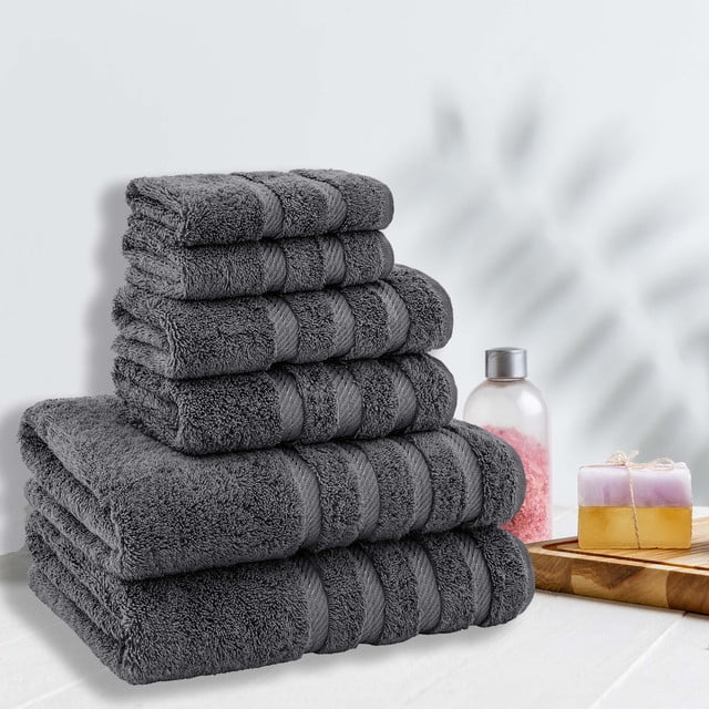 American Soft Linen 4 Piece 100% Turkish Cotton Hand Towel Set - Dark Gray