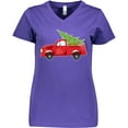 thumbnail image 3 of Inktastic Christmas Vintage Truck with Christmas Tree Women's V-Neck T-Shirt, 3 of 5