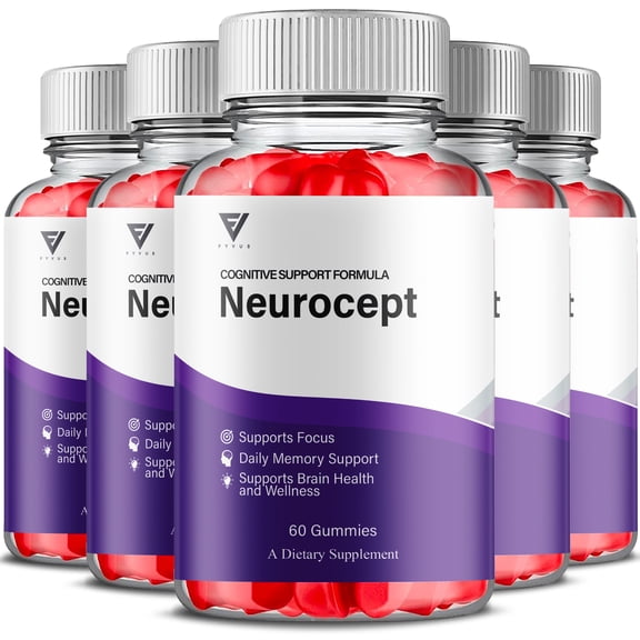 (5 Pack) Neurocept Brain Supplement Neuro Cept Premium Memory Gummies, Neurocept Advanced Memory & Focus Support Supplement (300 Gummies)