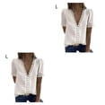 thumbnail image 2 of Camiseta de mujer Qarigey con cuello en V Blusa de encaje lavable beis blanco L 2Conjunto, 2 of 6