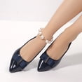 thumbnail image 5 of Rexoro Women Pointed Toe Pumps Bow Decor Slip On Low Chunky Heel Womens Shoes for Office Work Wedding Daily Wear, 5 of 7